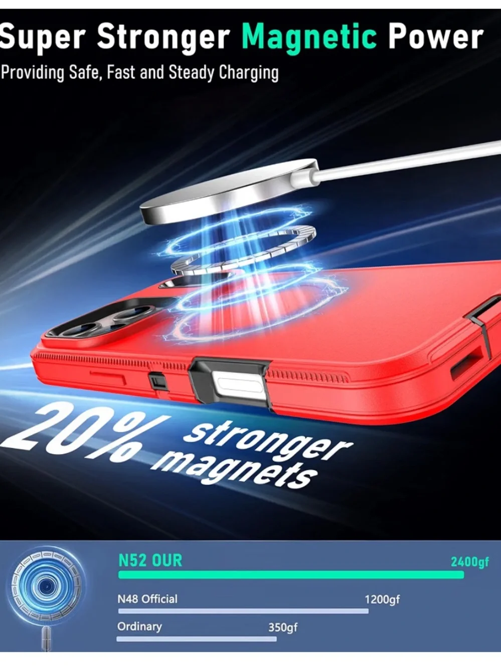 Red Heavy-Duty Magnetic Phone Case with Belt Clip for iPhone 17 Pro Max